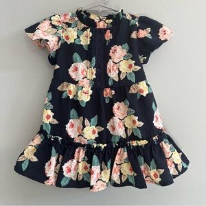 Janie & Jack Navy Rose Floral Ruffle Dress Size 12-18 Mo NWT Bloomers Easter
